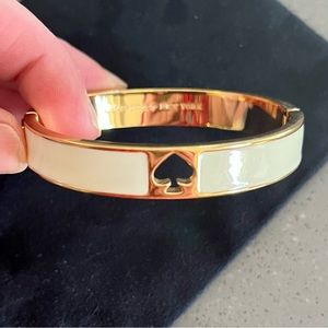 KATE SPADE ♠️ Cream/Gold Hole Punch 10mm Hinge Bangle (immaculate)